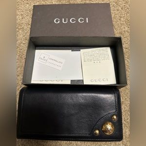 Gucci black vintage long wallet
